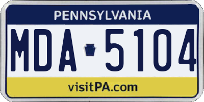 PA license plate MDA5104