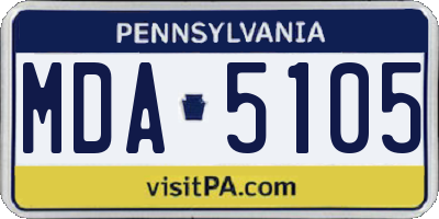 PA license plate MDA5105