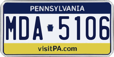 PA license plate MDA5106