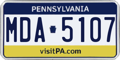 PA license plate MDA5107