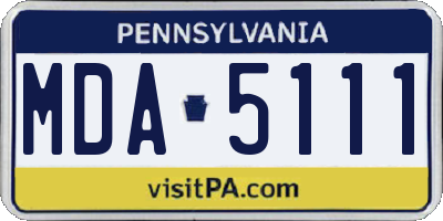 PA license plate MDA5111