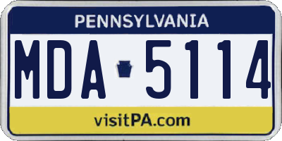 PA license plate MDA5114
