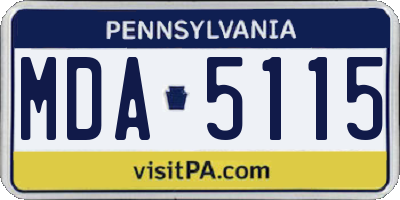 PA license plate MDA5115