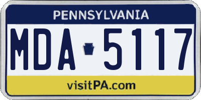 PA license plate MDA5117