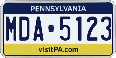 PA license plate MDA5123