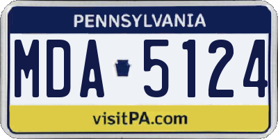 PA license plate MDA5124