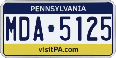 PA license plate MDA5125