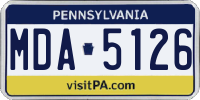 PA license plate MDA5126
