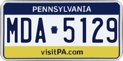 PA license plate MDA5129