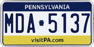 PA license plate MDA5137
