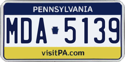 PA license plate MDA5139