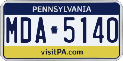 PA license plate MDA5140