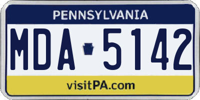 PA license plate MDA5142
