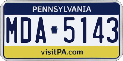 PA license plate MDA5143