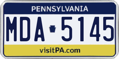 PA license plate MDA5145
