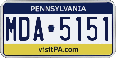 PA license plate MDA5151
