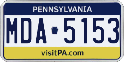 PA license plate MDA5153