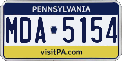 PA license plate MDA5154