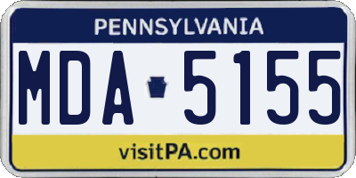PA license plate MDA5155
