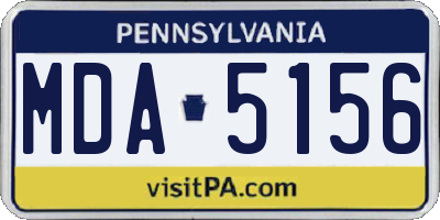 PA license plate MDA5156