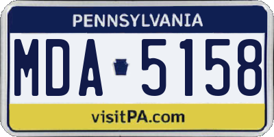 PA license plate MDA5158