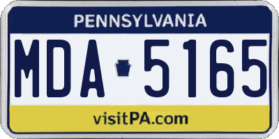 PA license plate MDA5165