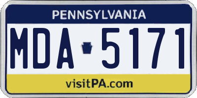 PA license plate MDA5171