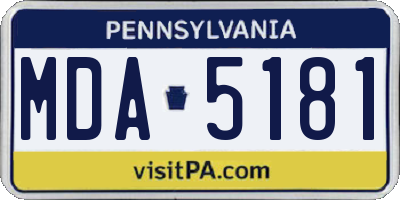 PA license plate MDA5181