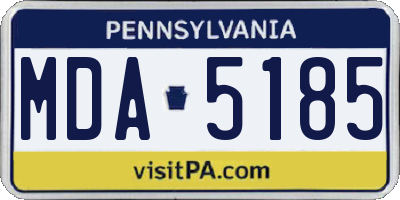 PA license plate MDA5185