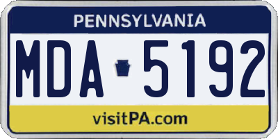 PA license plate MDA5192