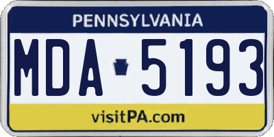 PA license plate MDA5193