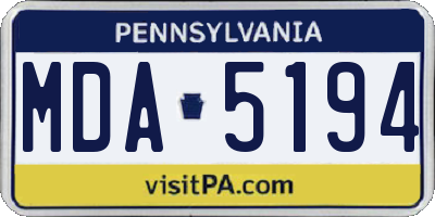 PA license plate MDA5194