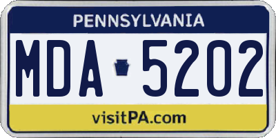 PA license plate MDA5202