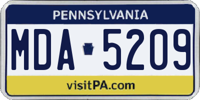 PA license plate MDA5209