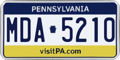 PA license plate MDA5210