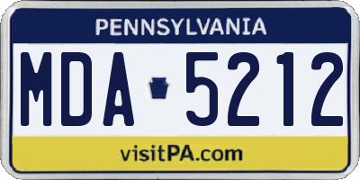 PA license plate MDA5212