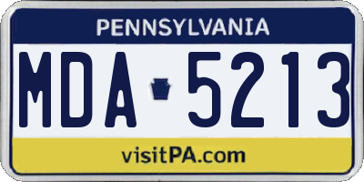 PA license plate MDA5213