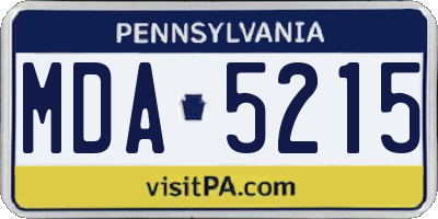 PA license plate MDA5215