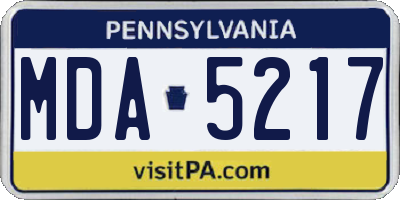 PA license plate MDA5217