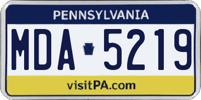 PA license plate MDA5219