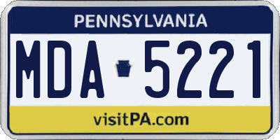 PA license plate MDA5221