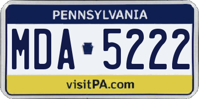 PA license plate MDA5222