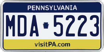PA license plate MDA5223