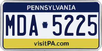 PA license plate MDA5225