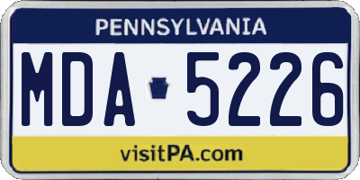 PA license plate MDA5226