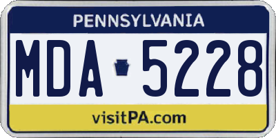PA license plate MDA5228