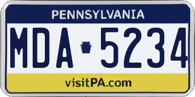 PA license plate MDA5234