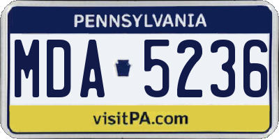 PA license plate MDA5236
