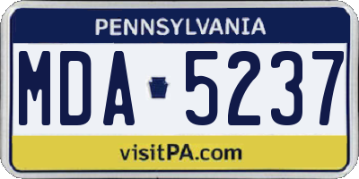 PA license plate MDA5237