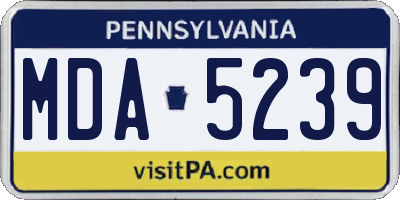 PA license plate MDA5239